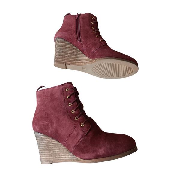 New with Tags Diba Stitch Fix Blake Suede Bootie Burgundy Wedge SZ 9 - Picture 4 of 13